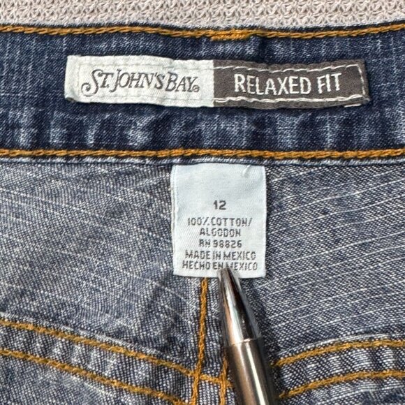 St Johns Bay Womens Blue Denim Jeans High Rise Relaxed Fit Cotton Size 12 30x30 - Picture 5 of 12